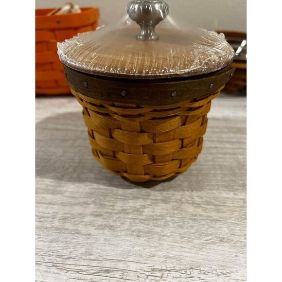 Longaberger EXTRA SMALL CROCK BASKET Protector and WoodCrafts Lid NEW 2008 - Picture 1 of 3